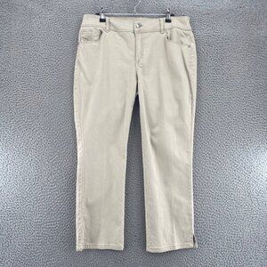 Chicos Jeans Womens 00 US 2 Beige Denim Platinum Cropped Stretch Skinny Capri